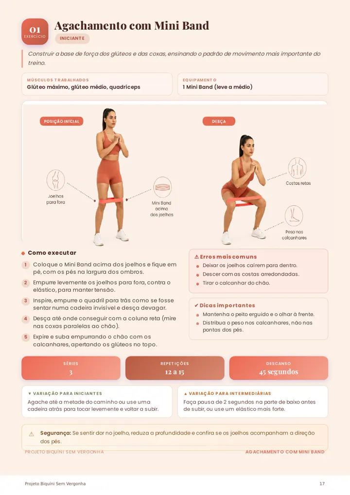 Página do exercício Agachamento com Mini Band